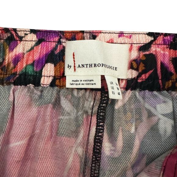 Anthropologie Palazzo Utility Cargo Pant $140 Pink Black Floral Flowy Size 10 - Picture 13 of 16